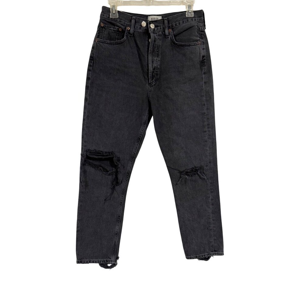 Agolde‎ Riley Distressed Faded Black Crop Jeans Size 27